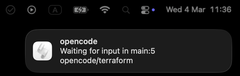 macOS notification for OpenCode
